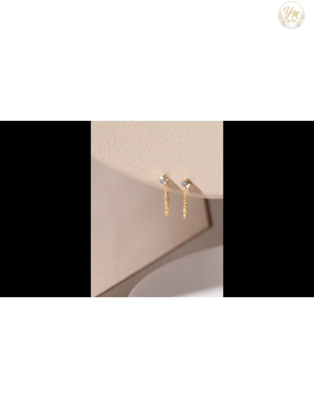 Sterling Silver 18K Gold Plated Cubic Zirconia Chain Drop Dangle Earrings